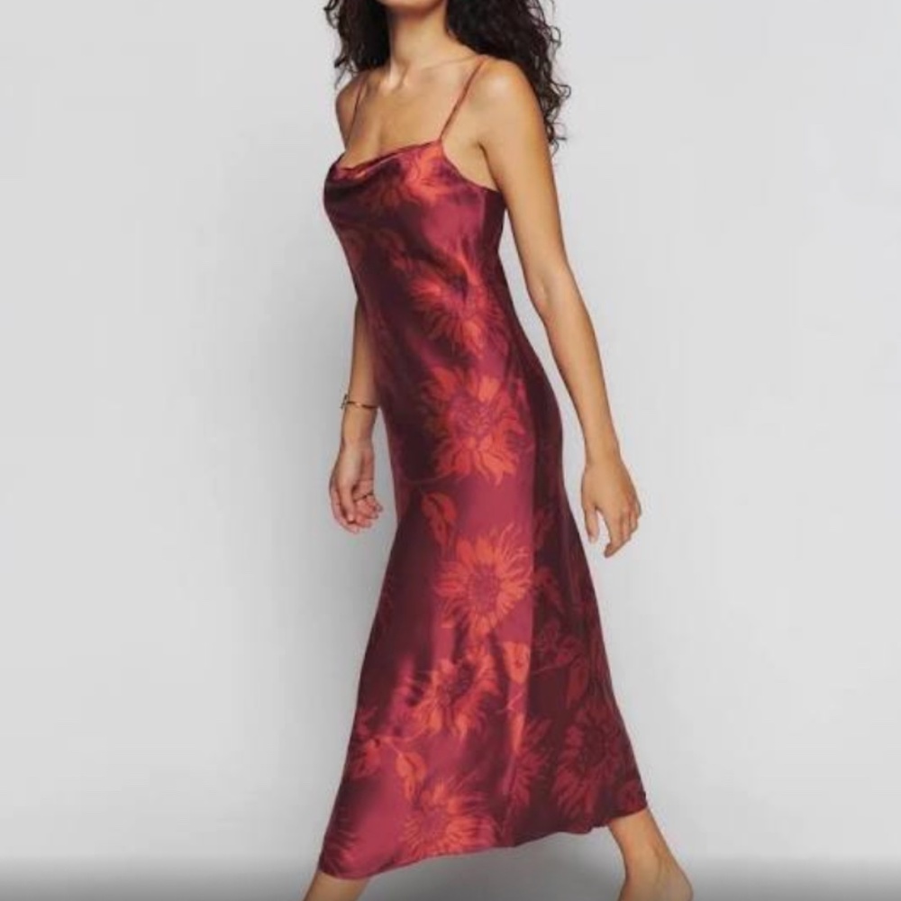 Reformation Silk Salamanca Dress, Helios, Size 6